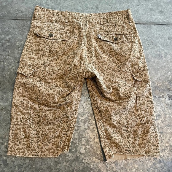 Levi's Camo Cargo Shorts 90s Y2K Cut Off Tan Brown White Tab Logo Mens 32 - Picture 8 of 13